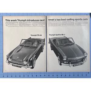 1965 Triumph TR-4A Spitfire MK 2 Cars 2 Page Print Ads 20.5 x 10.5